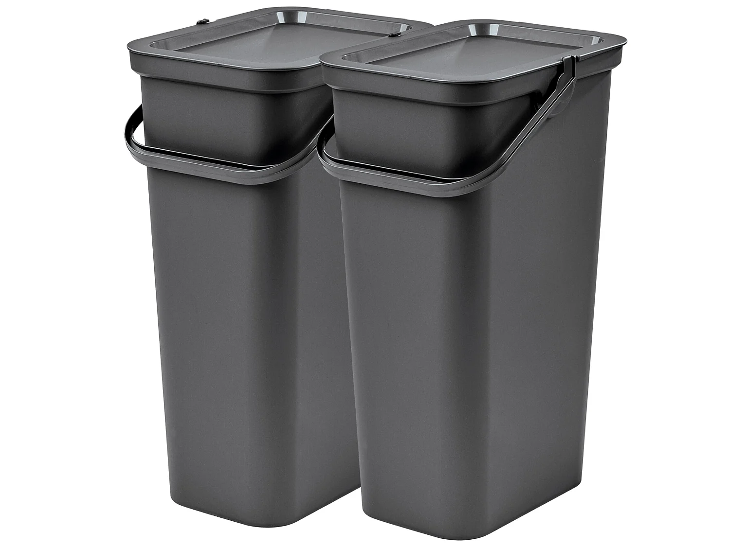 Lot de 2 corbeilles à papier 40L graphite avec poignée 37,8X28,5X60