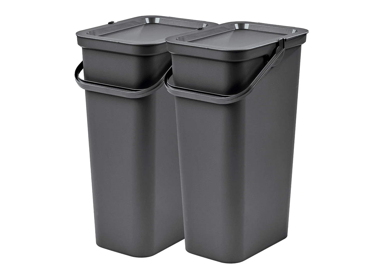 Lot de 2 corbeilles à papier 40L graphite avec poignée 37,8X28,5X60