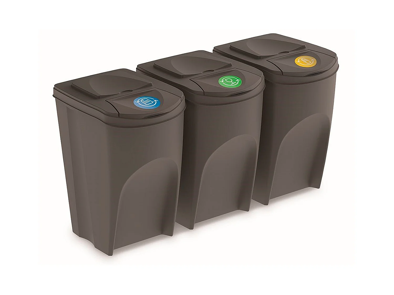 Ensemble de 3 cubes de recyclage 105L Prosperplast Sortibox en plastique gris 39,2x29,3x33,5