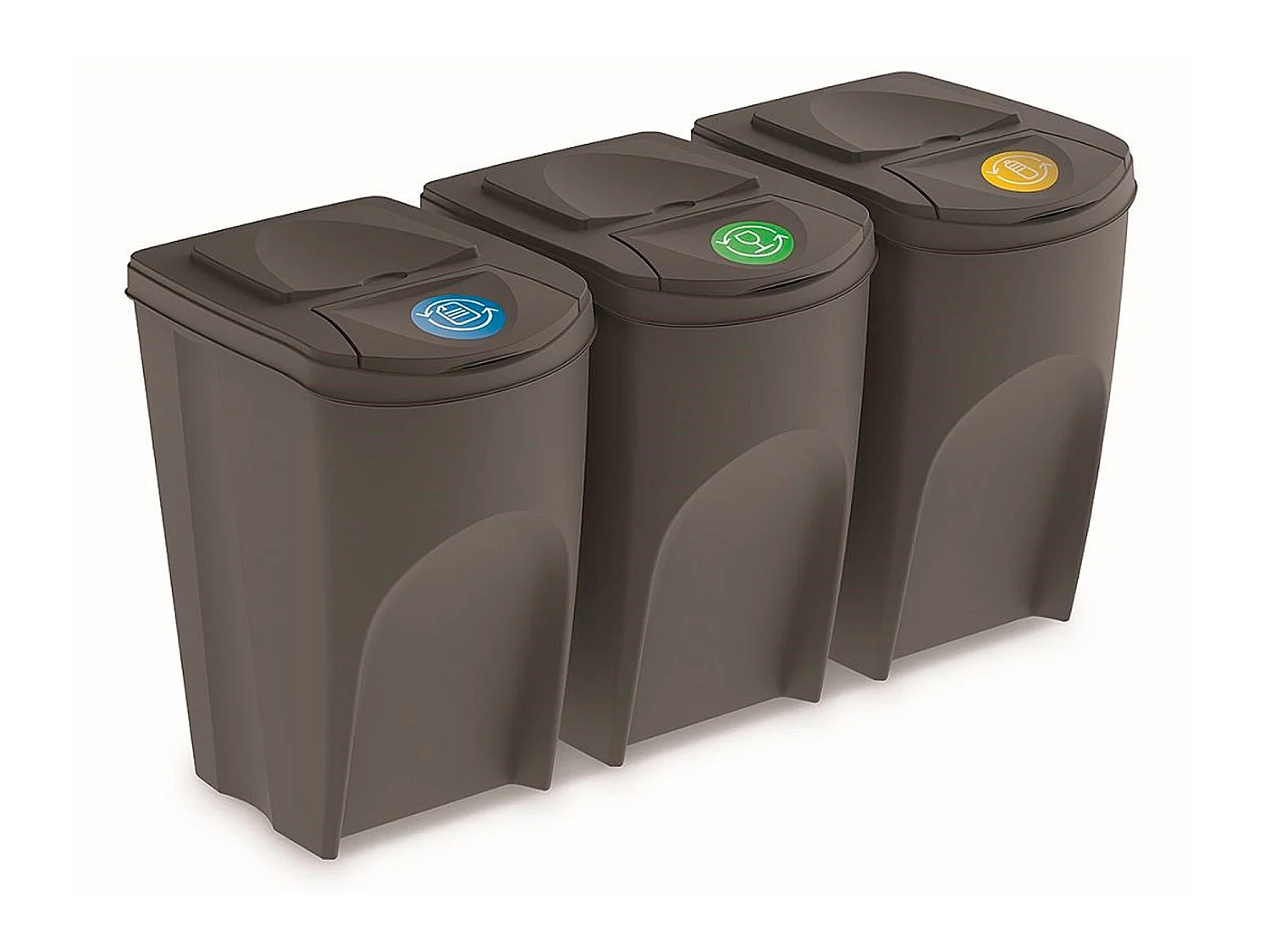 Ensemble de 3 cubes de recyclage 105L Prosperplast Sortibox en plastique gris 39,2x29,3x33,5