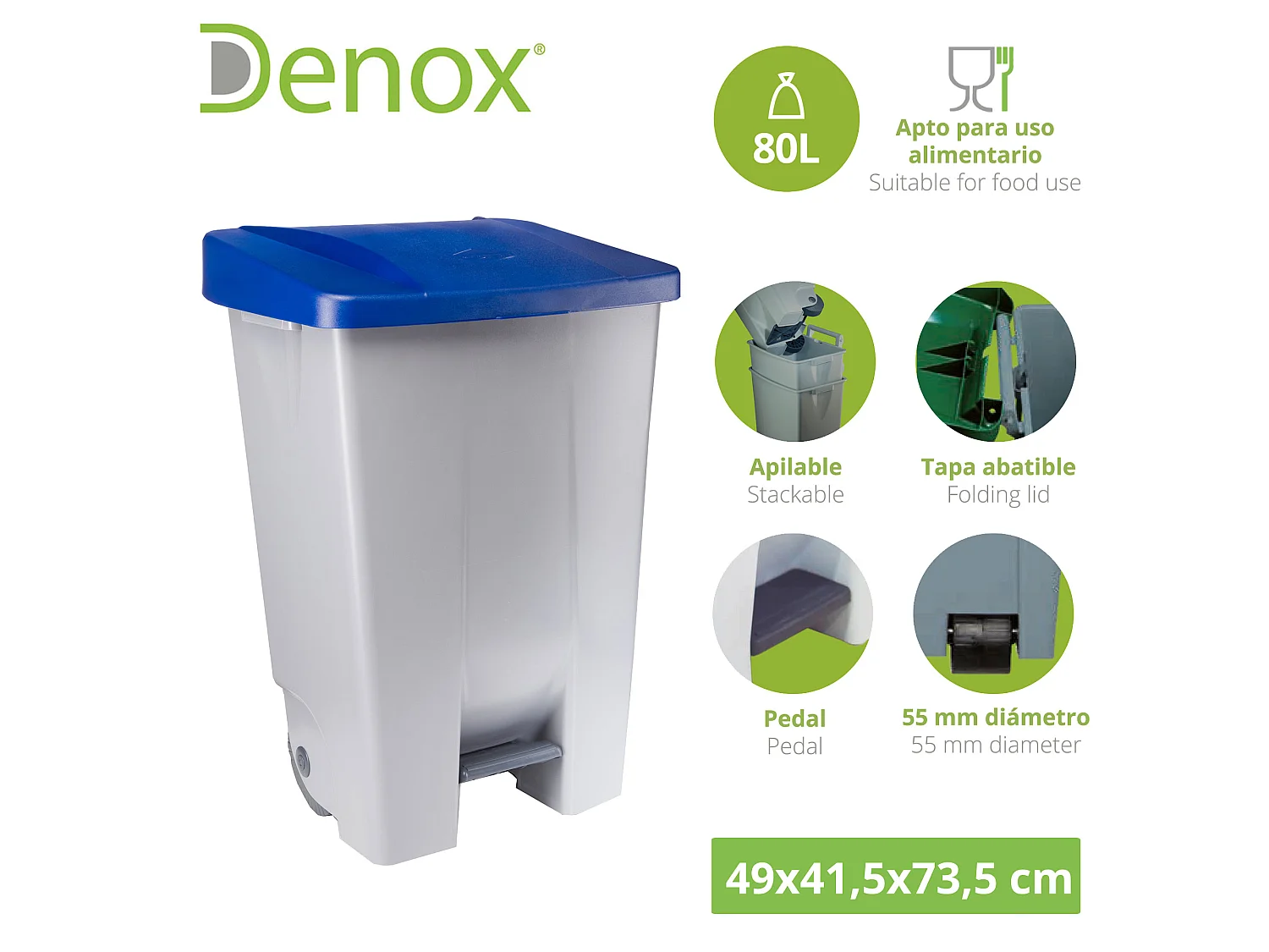 Cube de déchets sélectif 80 Litroazul 490x415x735 mm