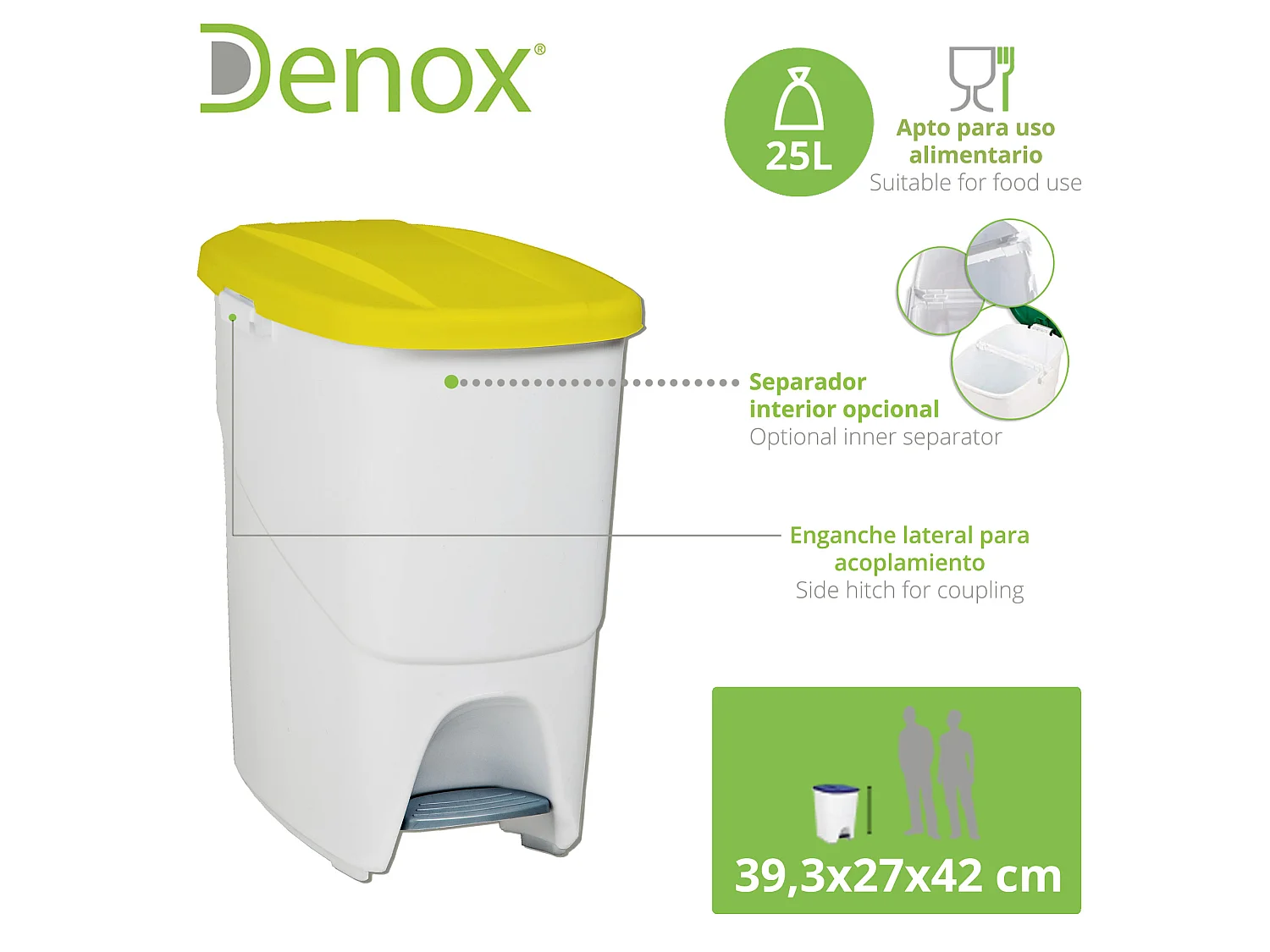 Pédalbine écologique 25 Litroamarillo 393x270x420 mm