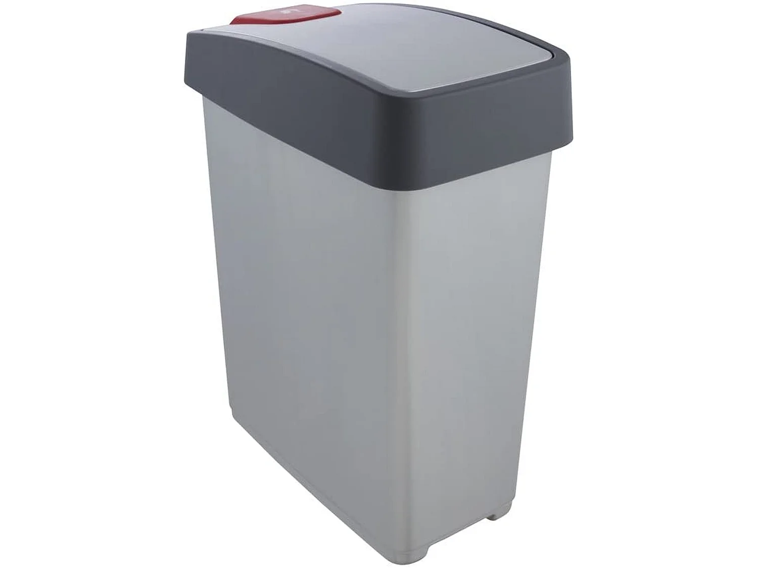 Cube de poubelle premium avec couvercle pliant, touche douce, 25 L, Magne, argent 39.5x24x47,5 cm