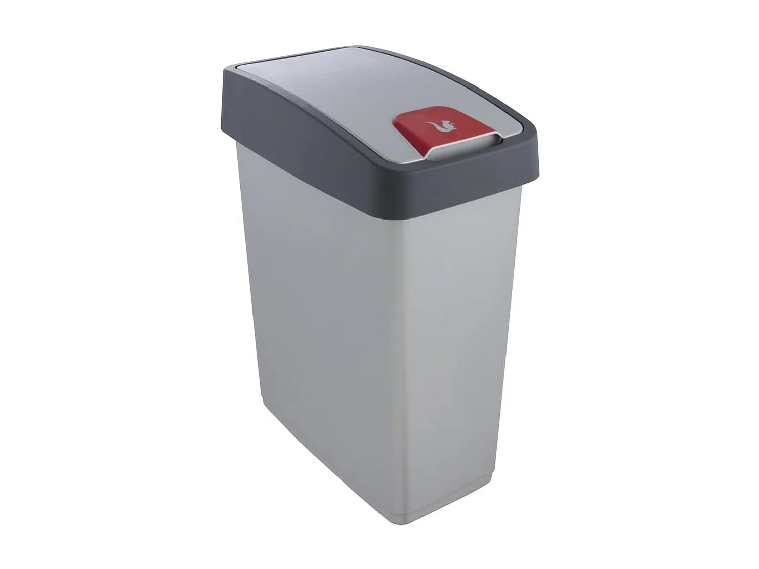 Cube de poubelle premium avec couvercle pliant, touche douce, 25 L, Magne, argent 39.5x24x47,5 cm