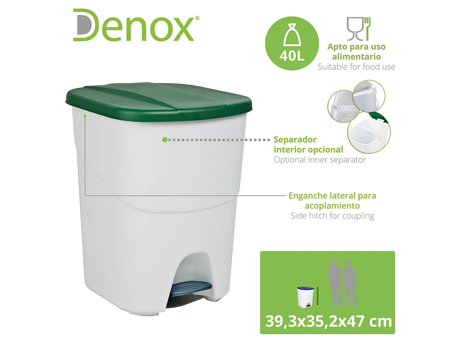 Pédalbine écologique 40 Litroverde 393x352x470 mm