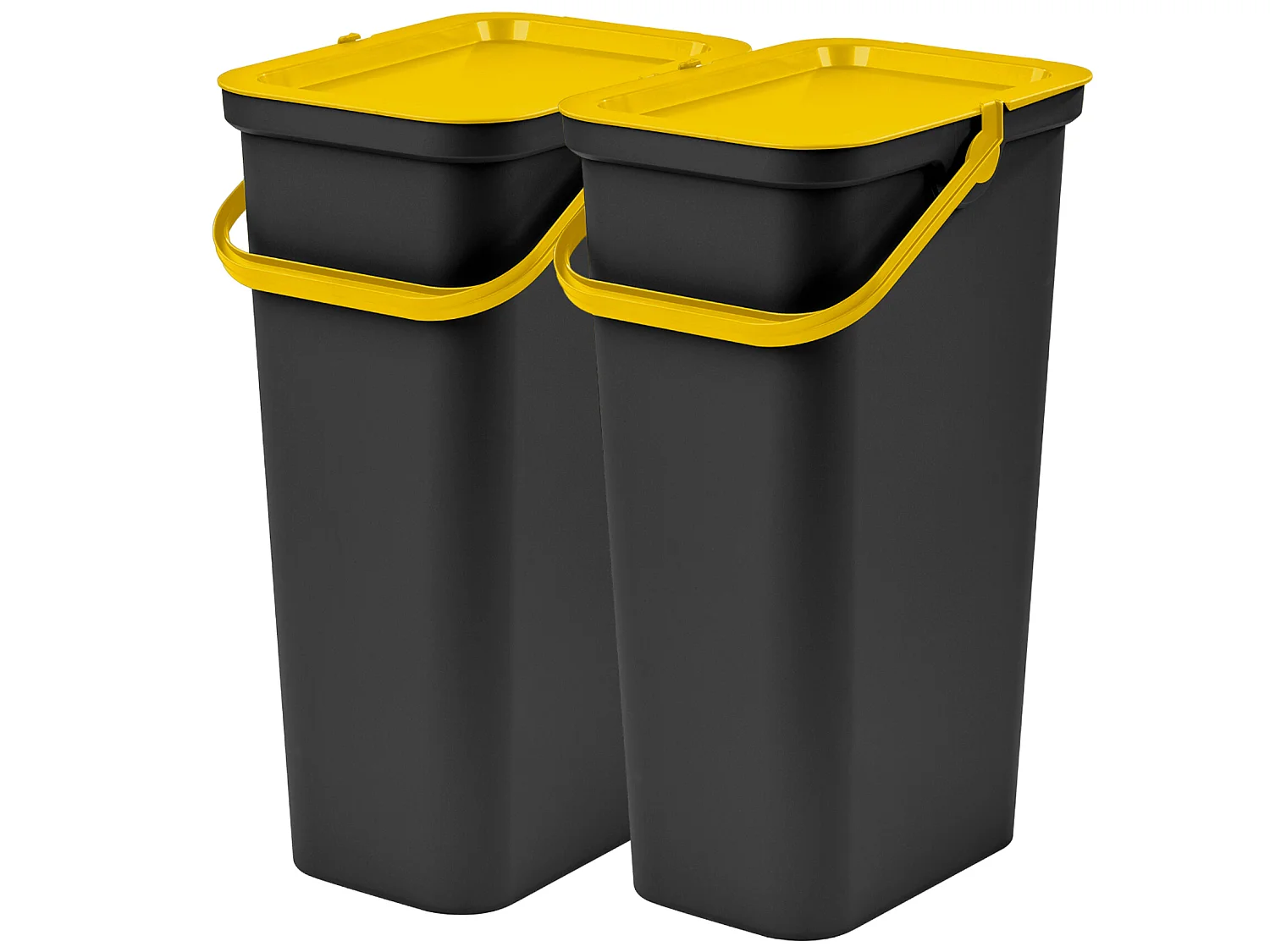 Set de 2 poubelles 40L avec poignée en ambre et noir