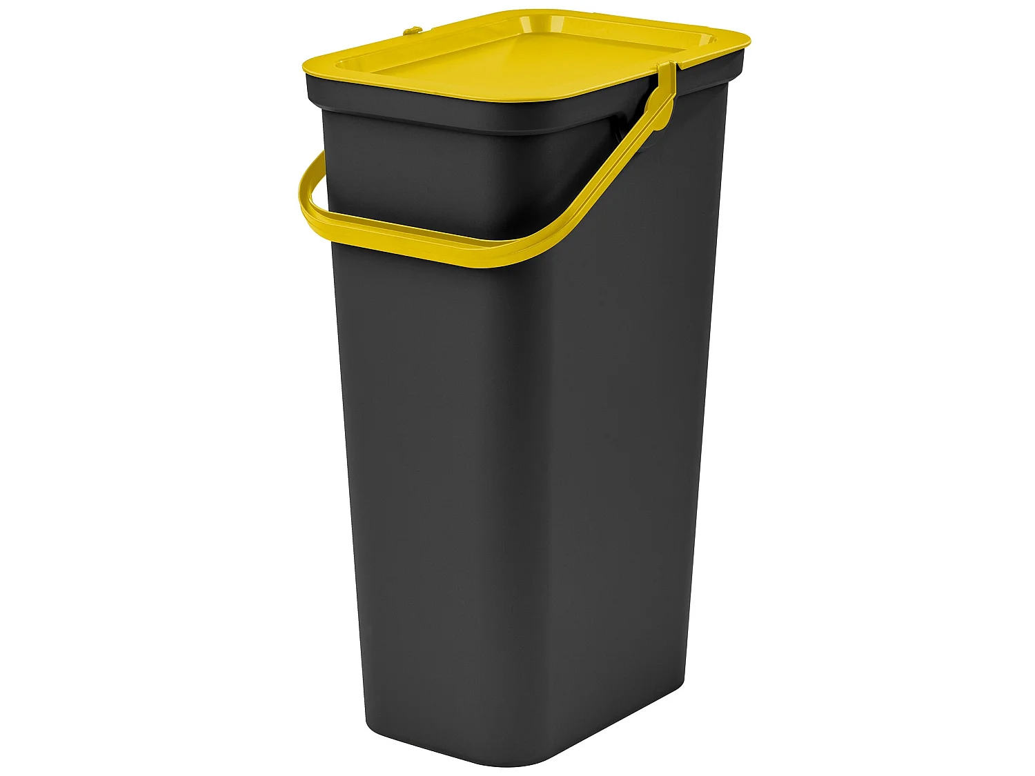 Set de 2 poubelles 40L avec poignée en ambre et noir