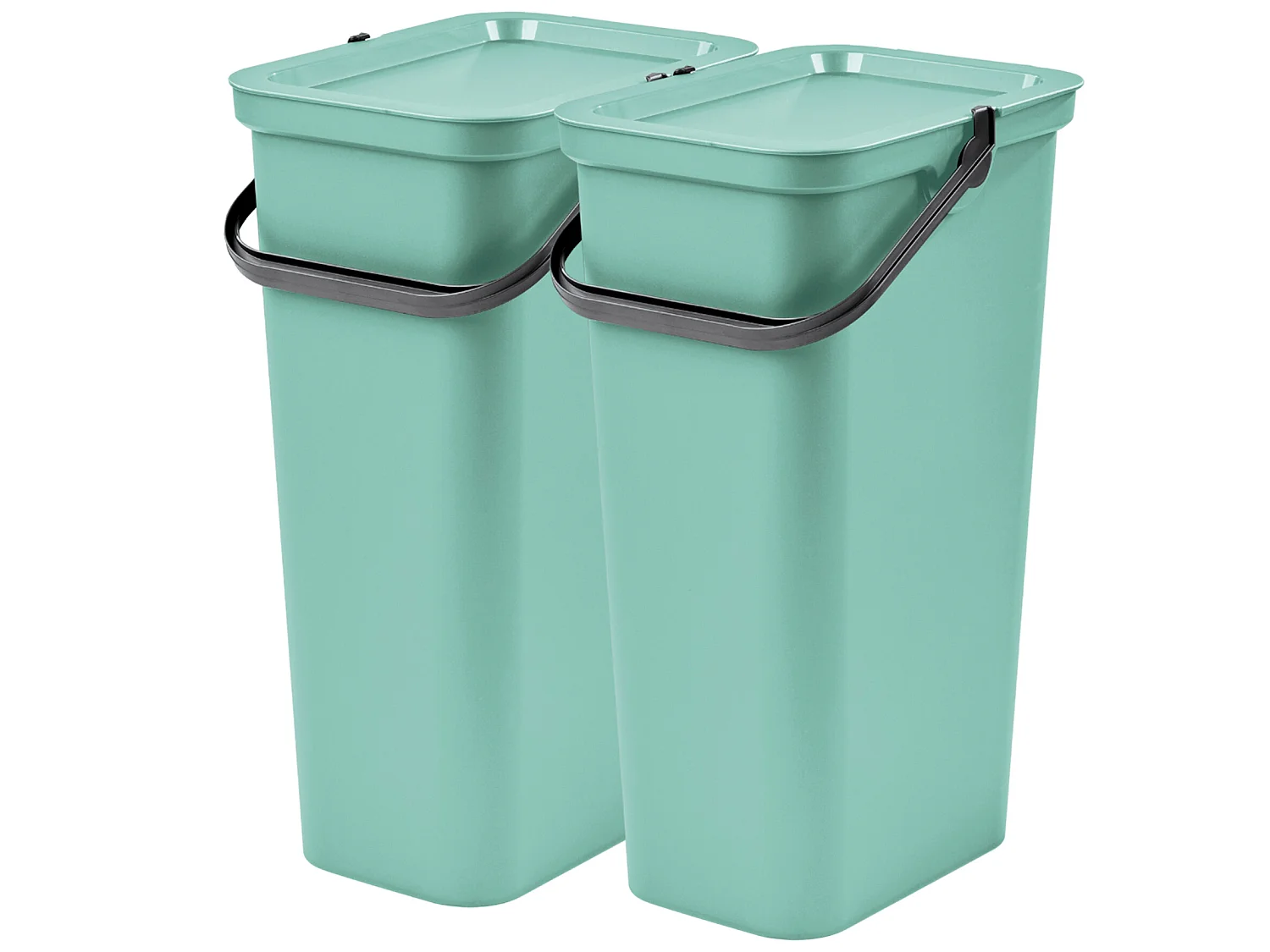 Set de 2 poubelles 40L sage avec poignée