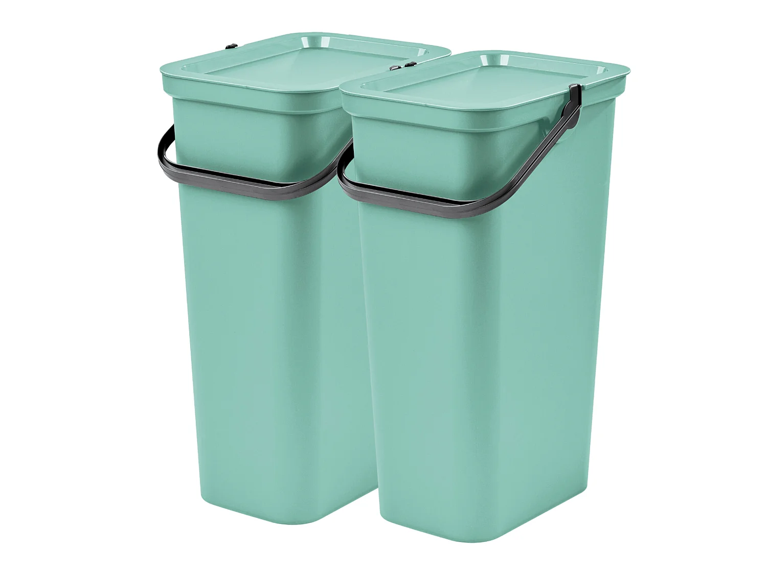 Set de 2 poubelles 40L sage avec poignée