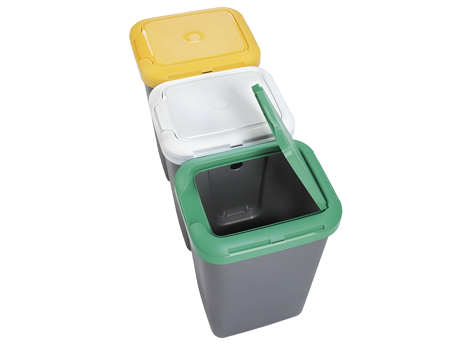 Définir 6 bacs de recyclage 150 litres fabriqués dans du plastique multicolore