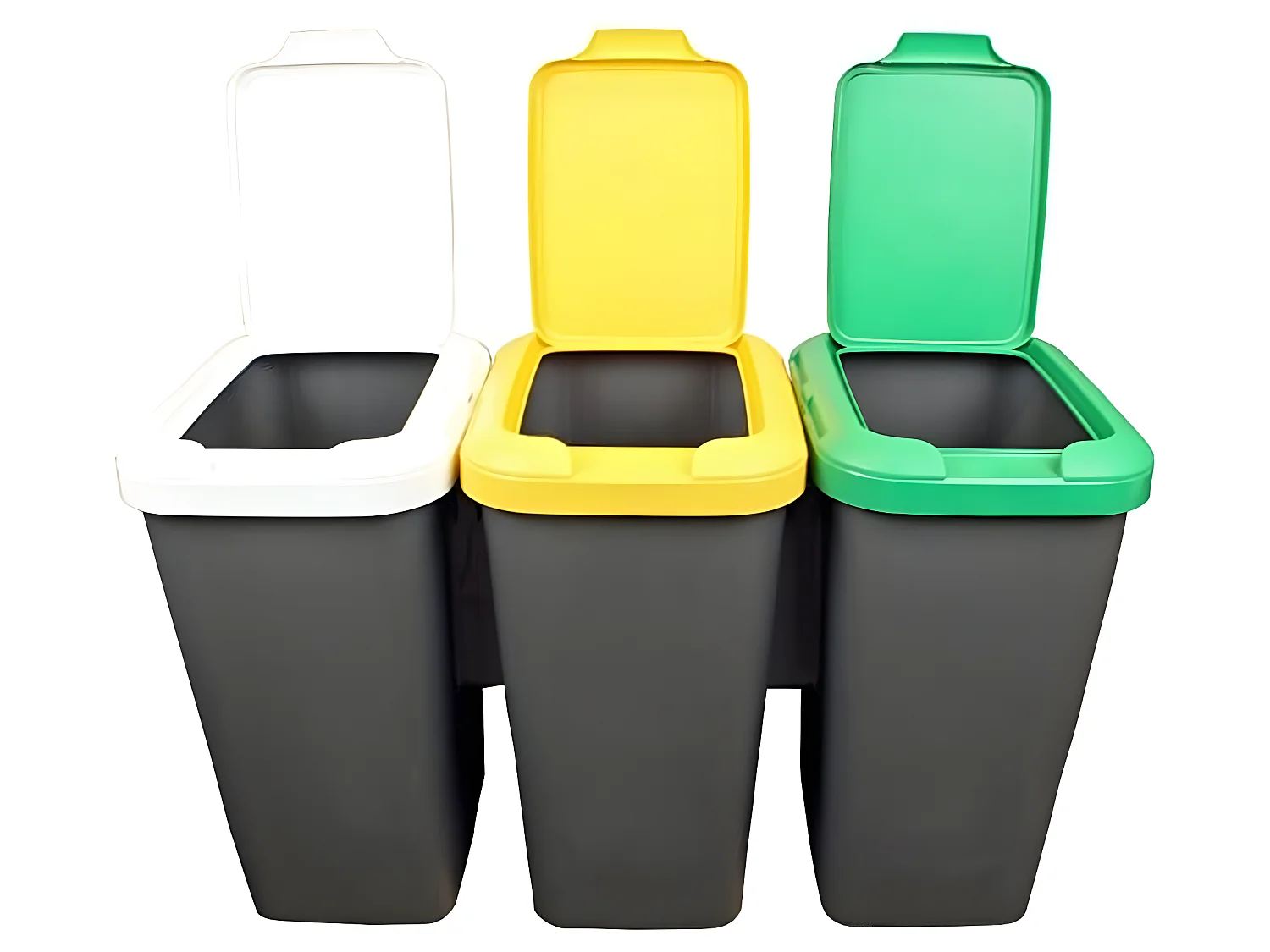 Définir 6 bacs de recyclage 150 litres fabriqués dans du plastique multicolore