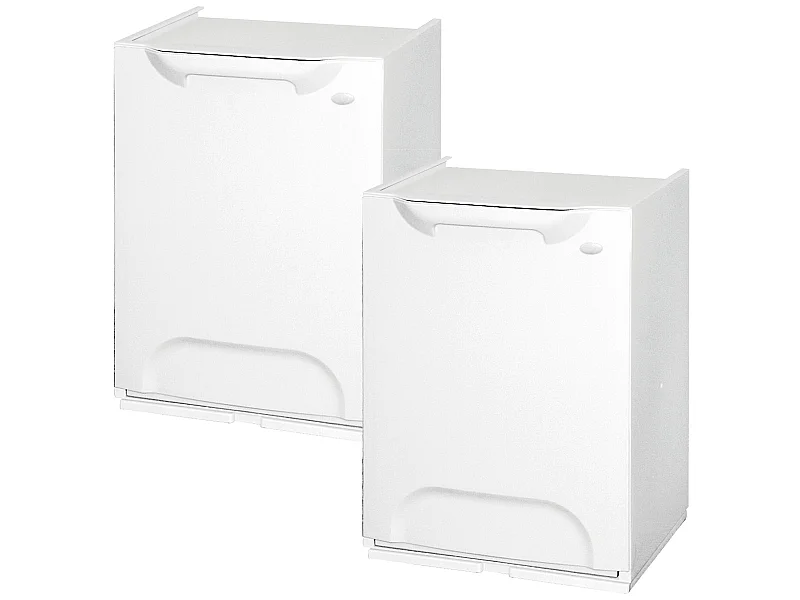 Paquet de 2 lignes de recyclage en polypropylène blanc, avec dépôt à l'intérieur de 40 l au total