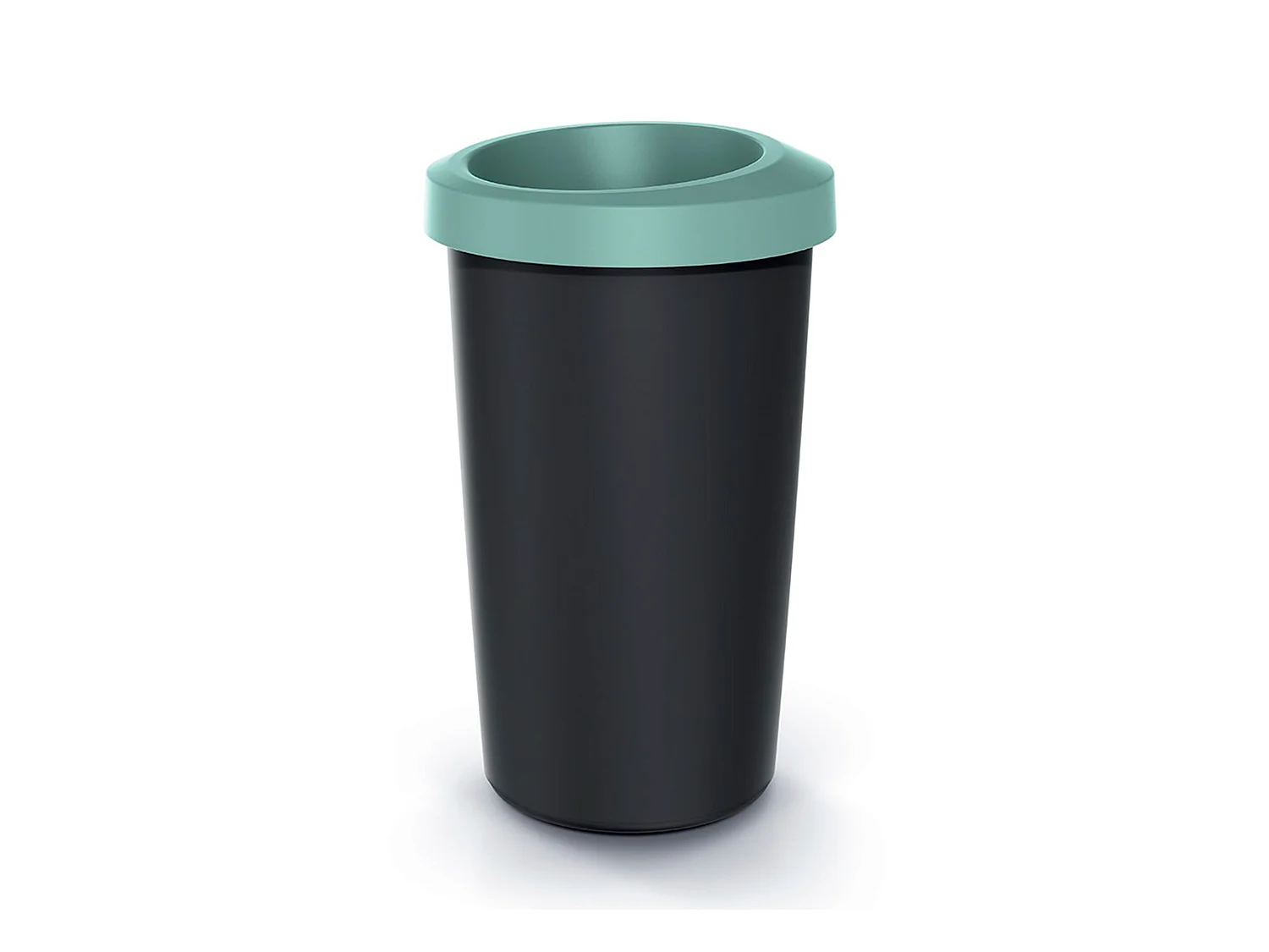 Recyclage Cube 45L Keden dans du plastique avec un couvercle ouvert vert. 39x39x65