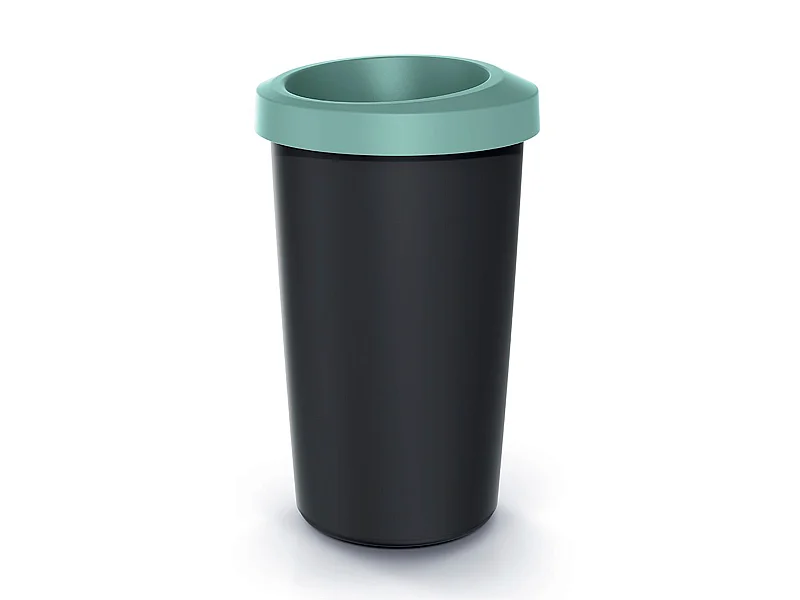 Recyclage Cube 45L Keden dans du plastique avec un couvercle ouvert vert. 39x39x65