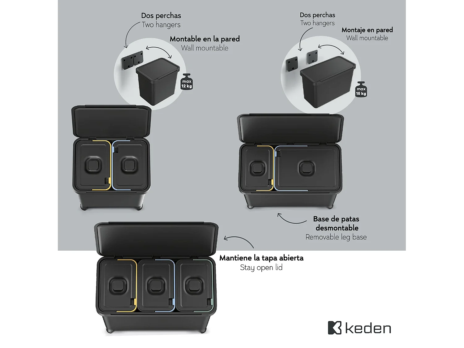 Recycling Classification System1x10L + 1x23l Keden 57x29x41