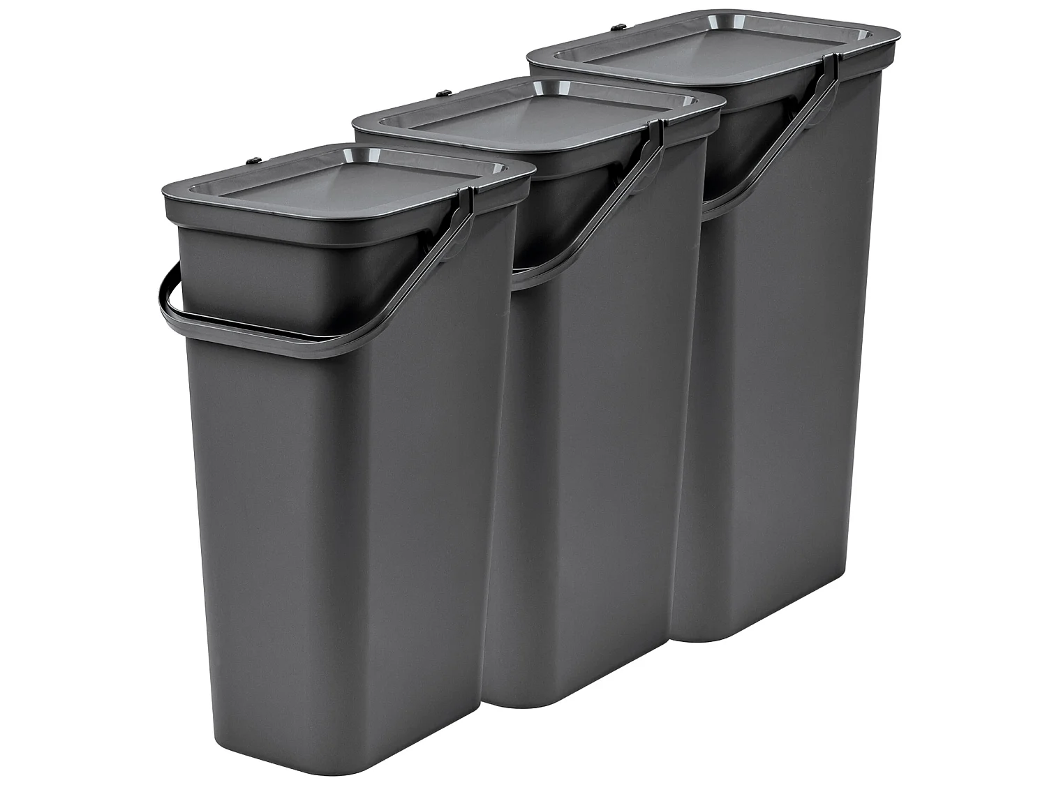Set de 3 poubelles 40L graphite avec poignée