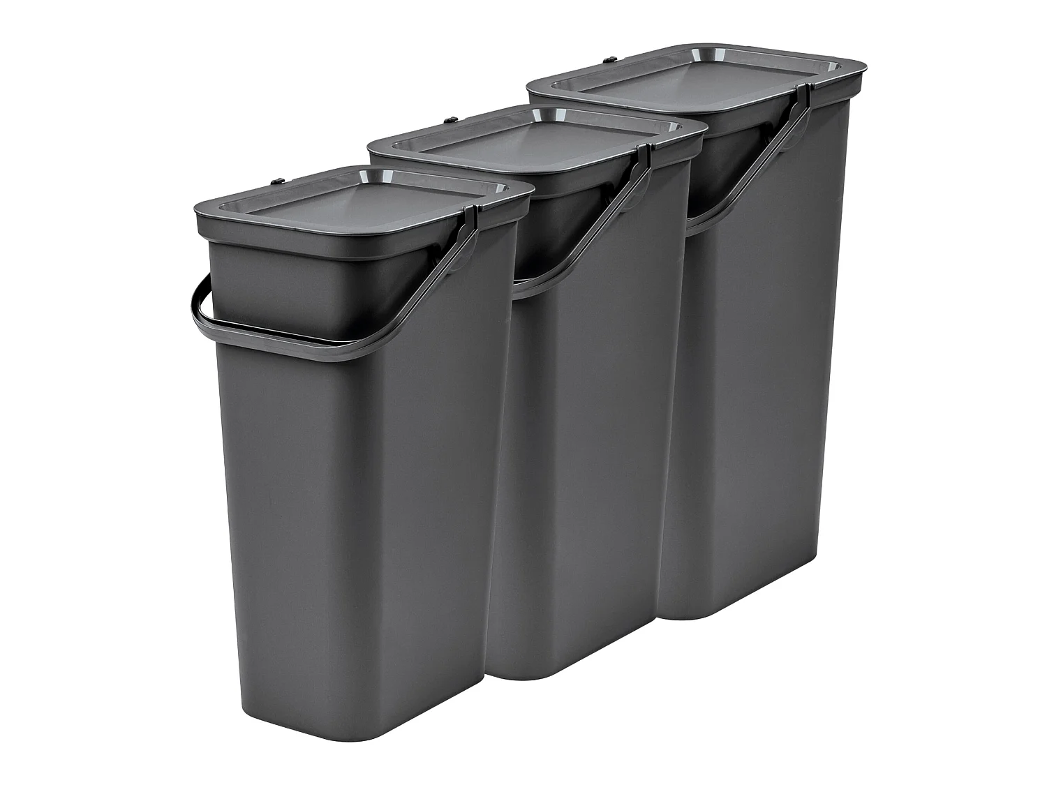 Set de 3 poubelles 40L graphite avec poignée