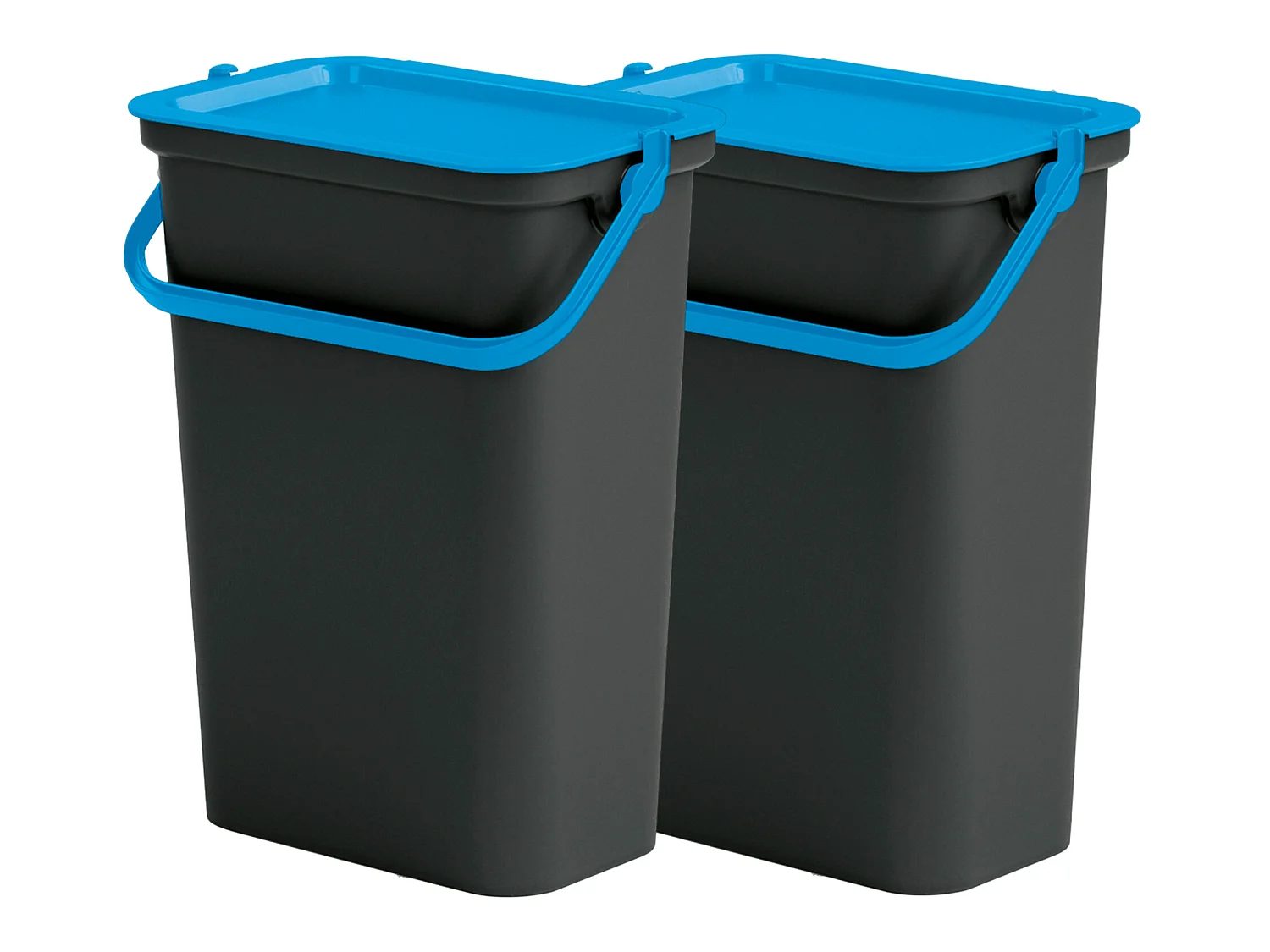 Set de 2 poubelles 10L avec poignée bleue et noire