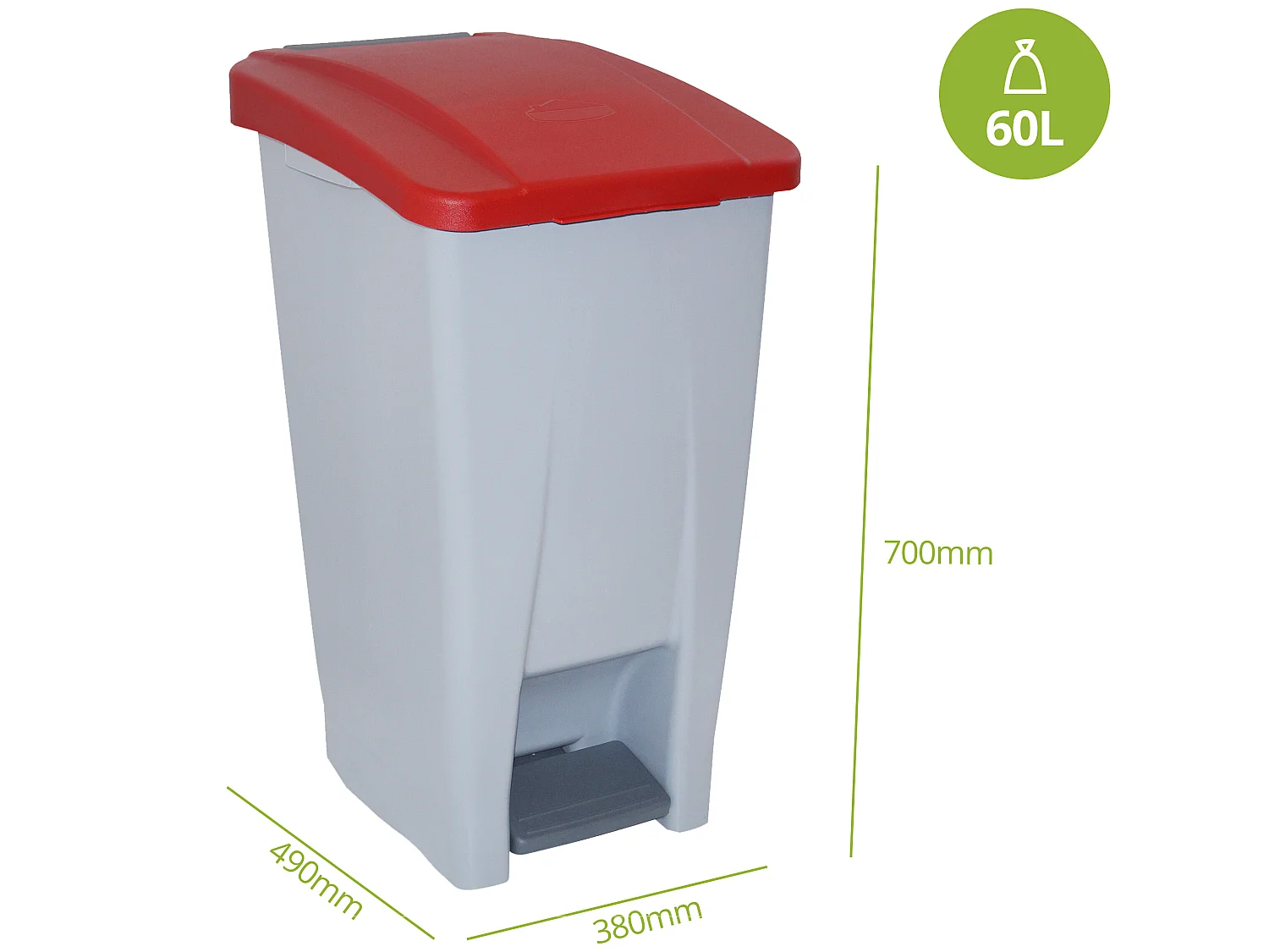 Cube de déchets sélectif 60 Litorojo 490x380x700 mm