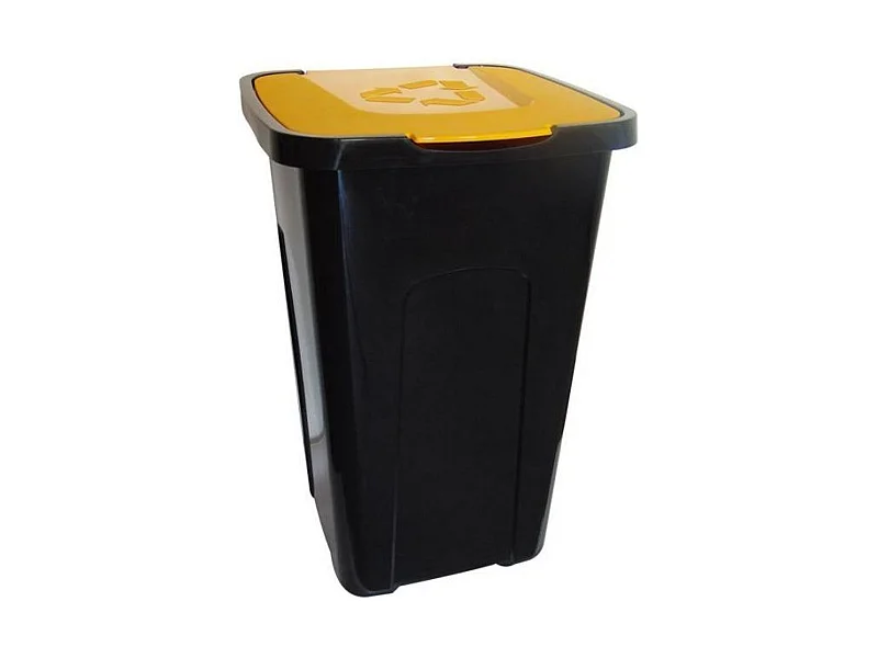 Papier de recyclage en polypropylène, avec couvercle, 50 litres, 36,5x37x55,5 couvercle jaune