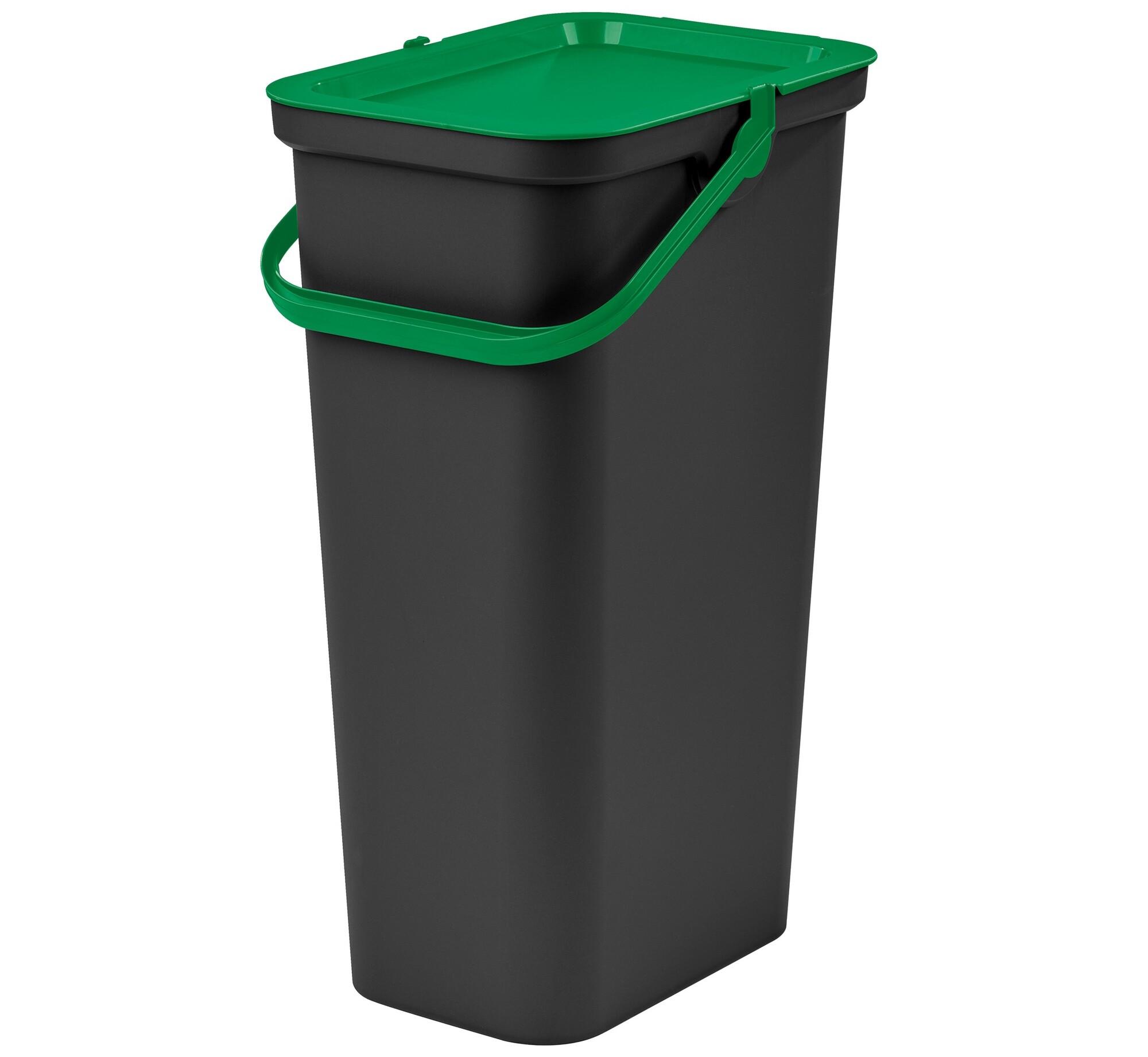 Set de 2 poubelles 40L avec poignée verte et noire