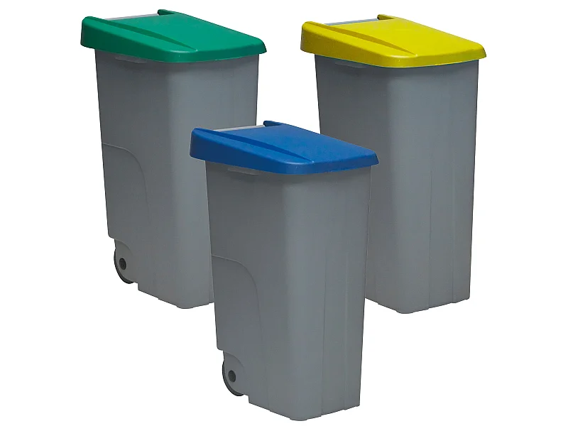 Jeu de 3 bacs de recyclage, capacité 75 litres, compartiment blanc, A40 P24 H38