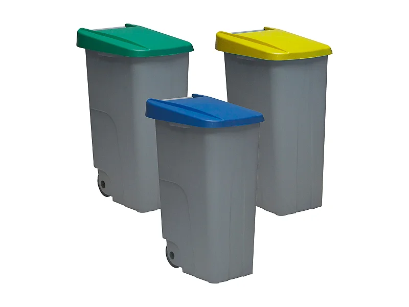 Jeu de 3 bacs de recyclage, capacité 75 litres, compartiment blanc, A40 P24 H38