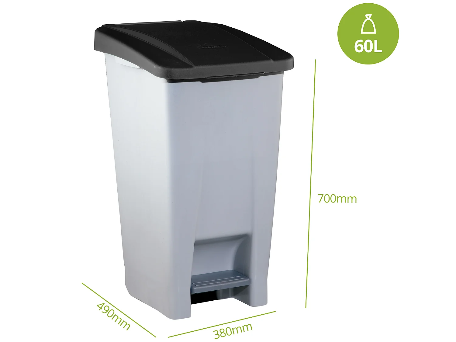 Cube de déchets sélectif 60 Litronegro 490x380x700 mm