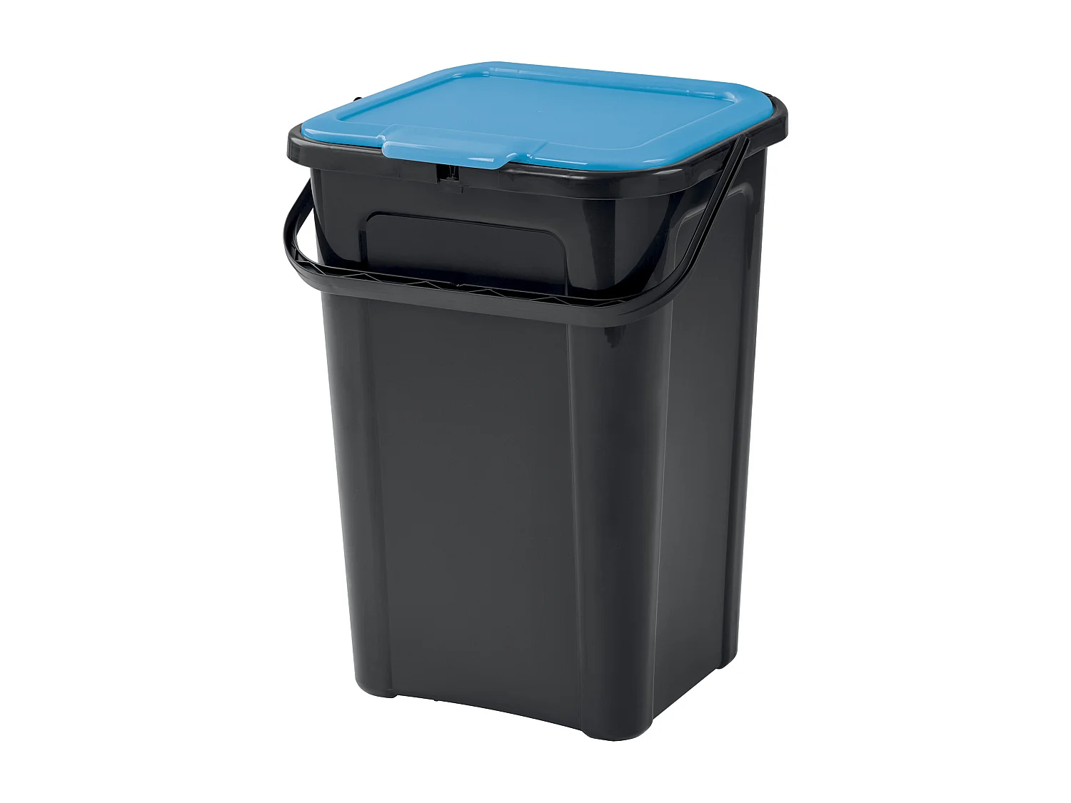 Poubelle 44L  avec base noire + poignée saphir 38,5x34,5x54,5