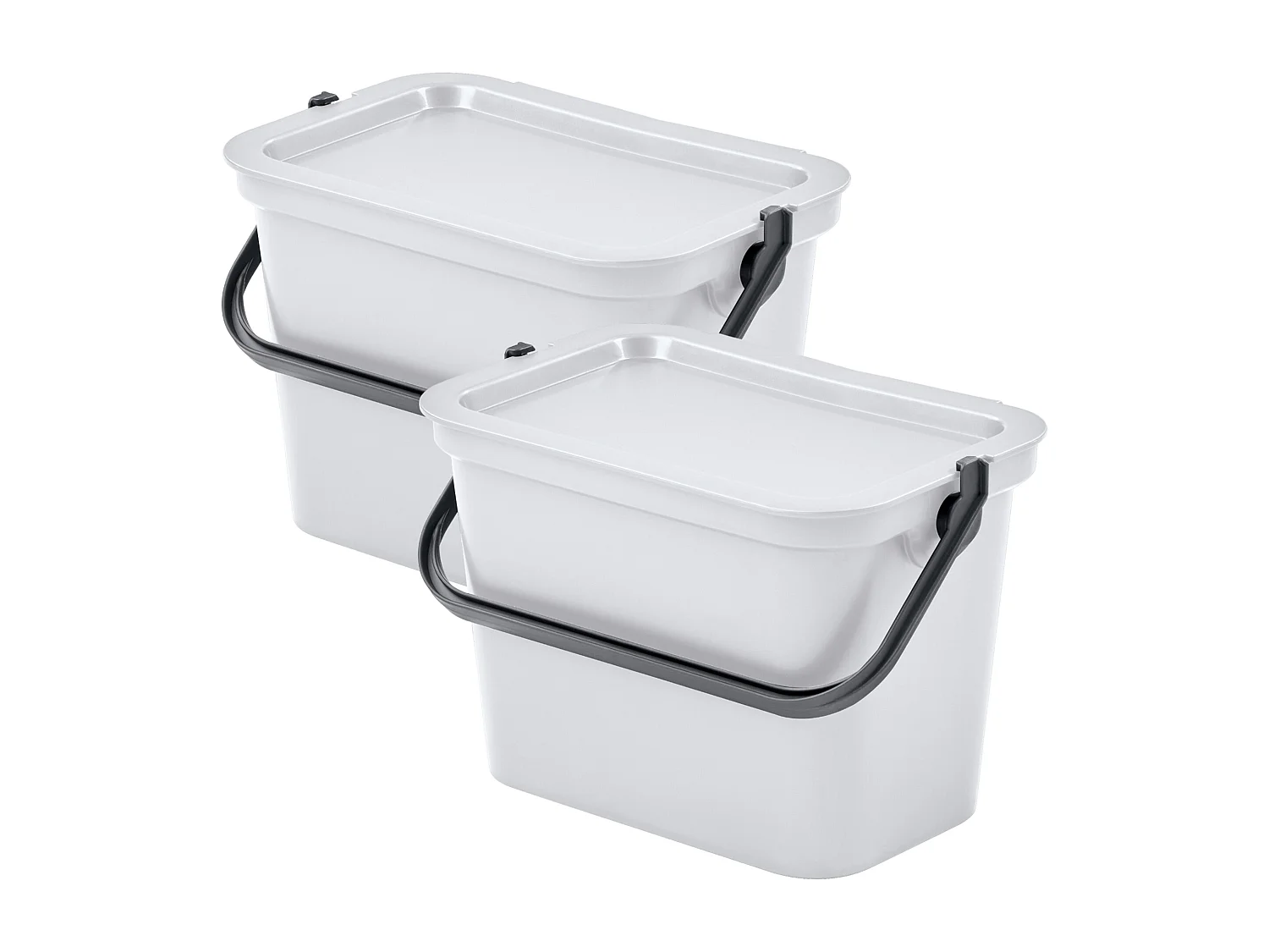 Set de 2 poubelles 5L Blanc avec poignée