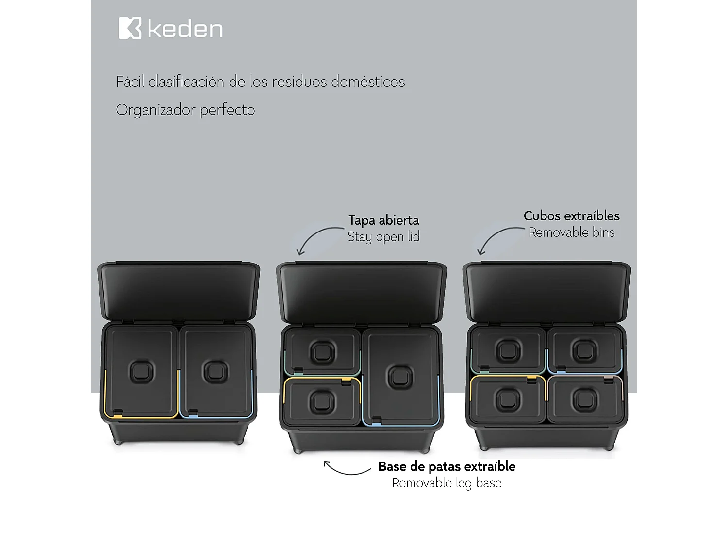 2x10l + 1x23l Keden 56x39x41 Système de classification de recyclage