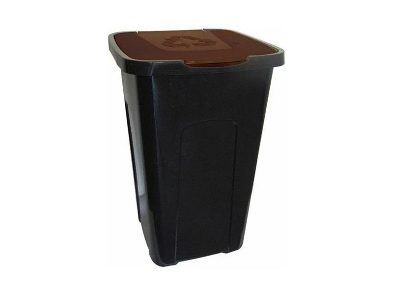 Papier de recyclage en polypropylène, avec couvercle, 50 litres, 36,5x37x55,5 couverture brune