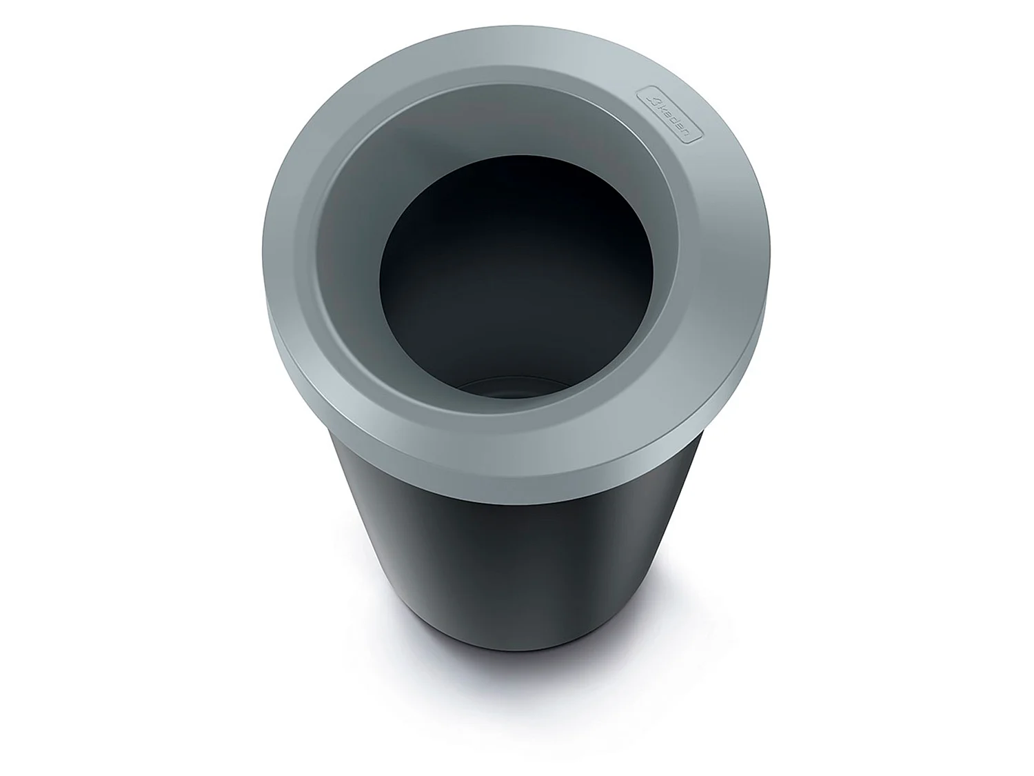 Cube de recyclage Keden 25L avec couverture ouverte gris pratique. 31x31x52