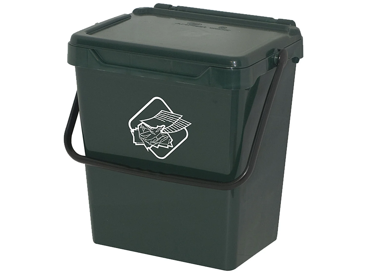 Seau en polypropylène avec poignée et couvercle vert, 30 Lt.400x305x390 mm 4x3,5x39 cm