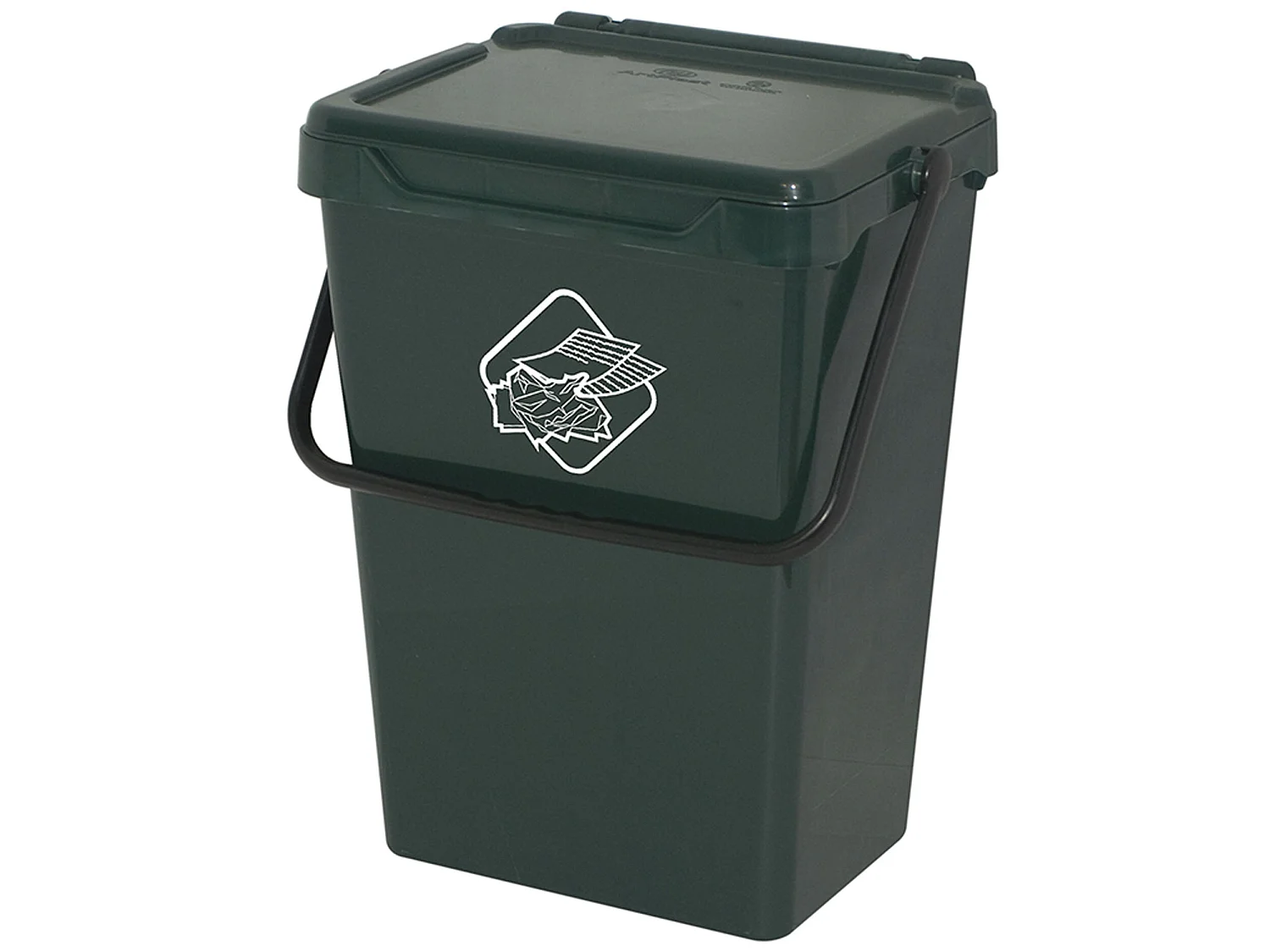 Seau en polypropylène avec poignée et couvercle vert, 40 Lt.400x305x510 mm. 4x3,5x51 cm