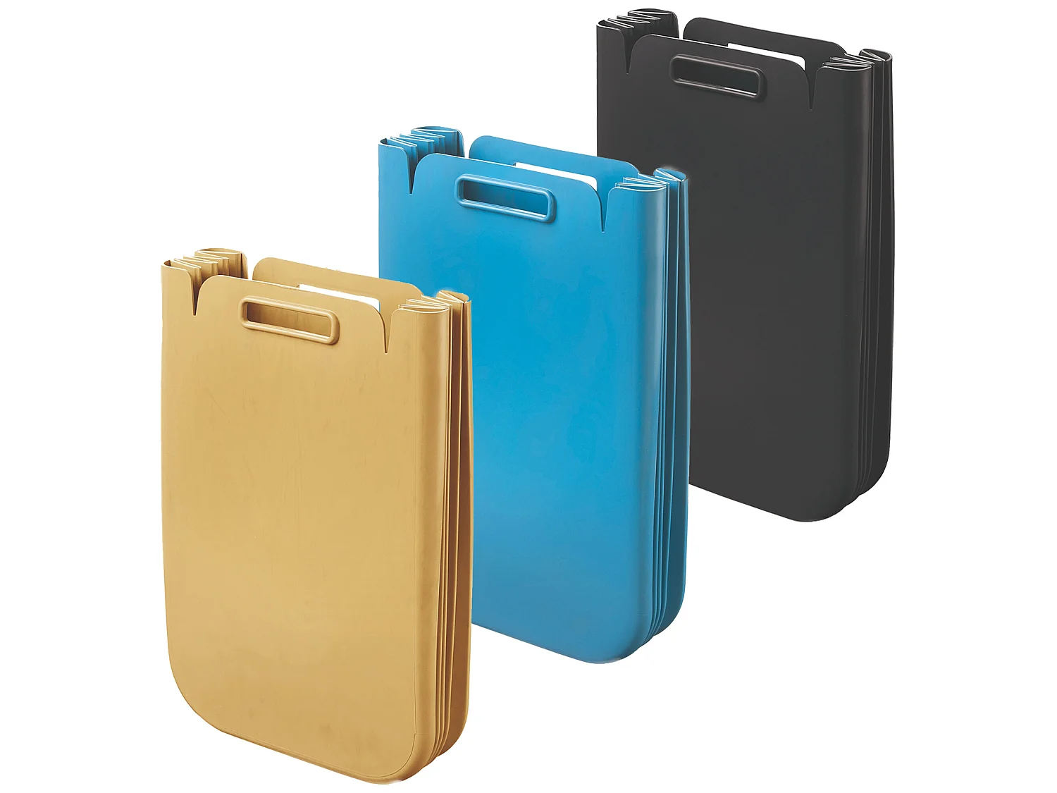 Cube de déchets multi-moussant 3x set pliable 25 litres  One (total 75L), en plastique recyclé, 45x30 cms, en couleur