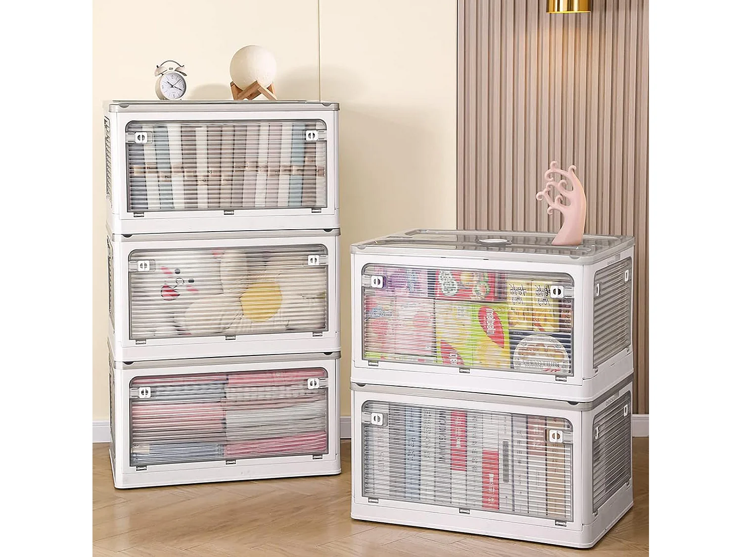 Boîte de rangement pliante multifonctionnelle couleur grise 55L