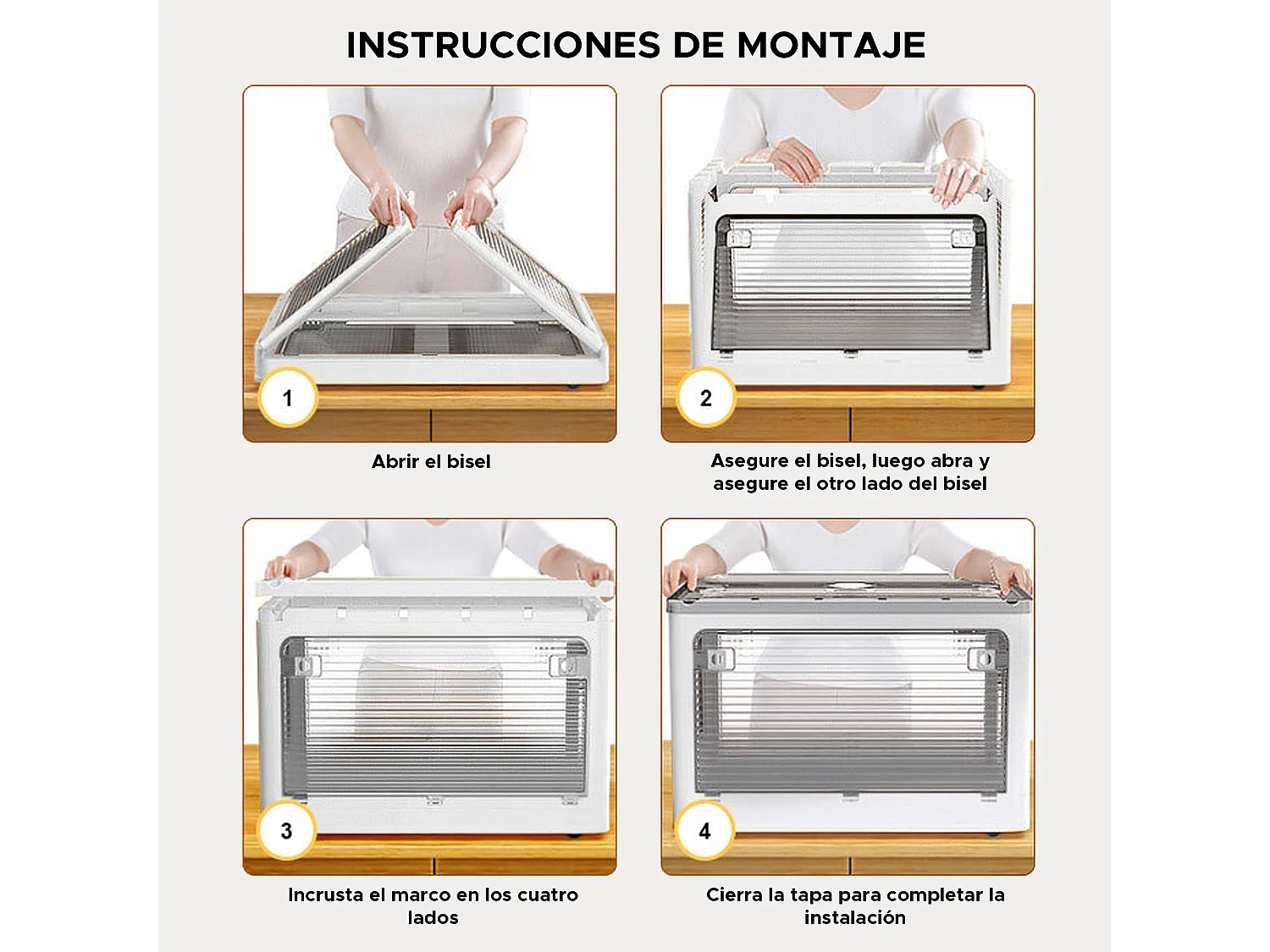 Set de 3 boîtes de rangement pliantes gris 55L