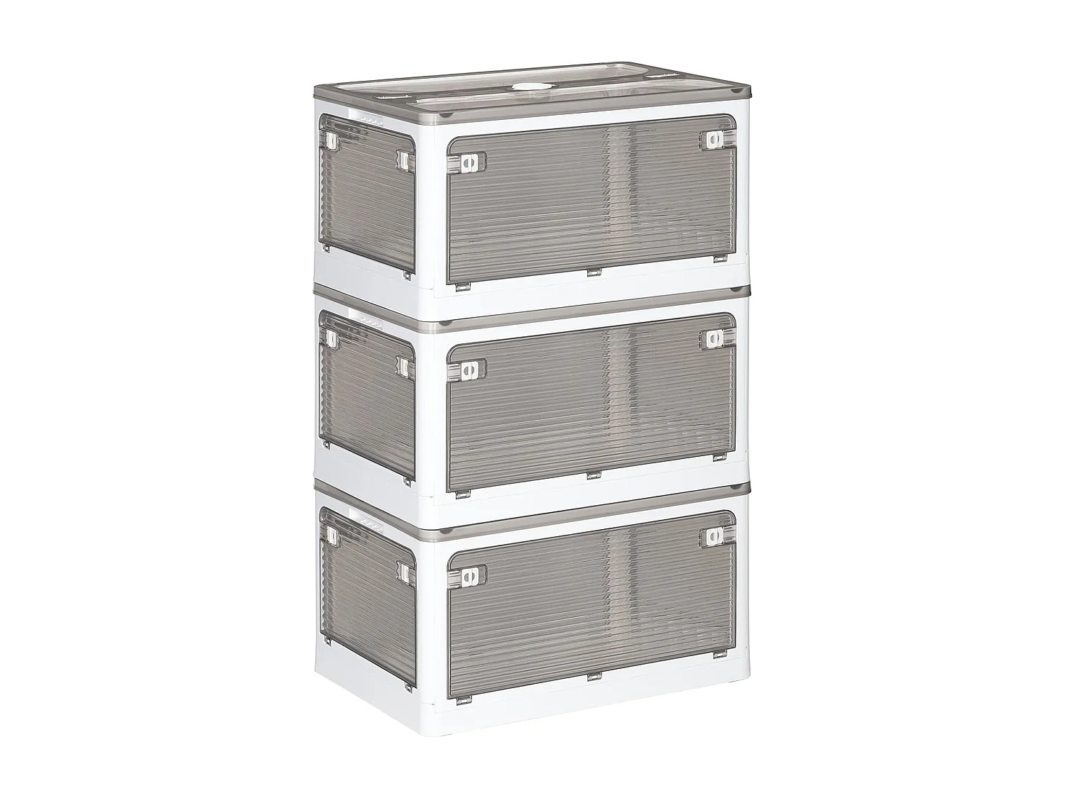 Lot de 3 boîtes de rangement pliantes blanches 40L