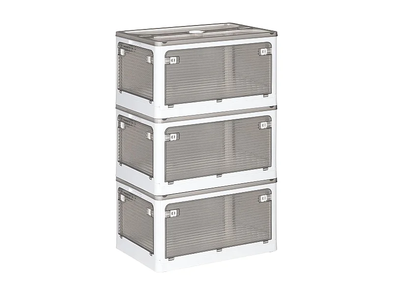 Lot de 3 boîtes de rangement pliantes blanches 40L