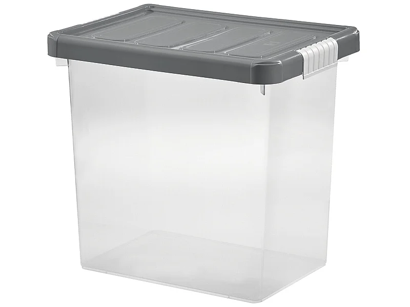 Boîte de rangement avec couvercle + clips + 5 plateaux en graphite