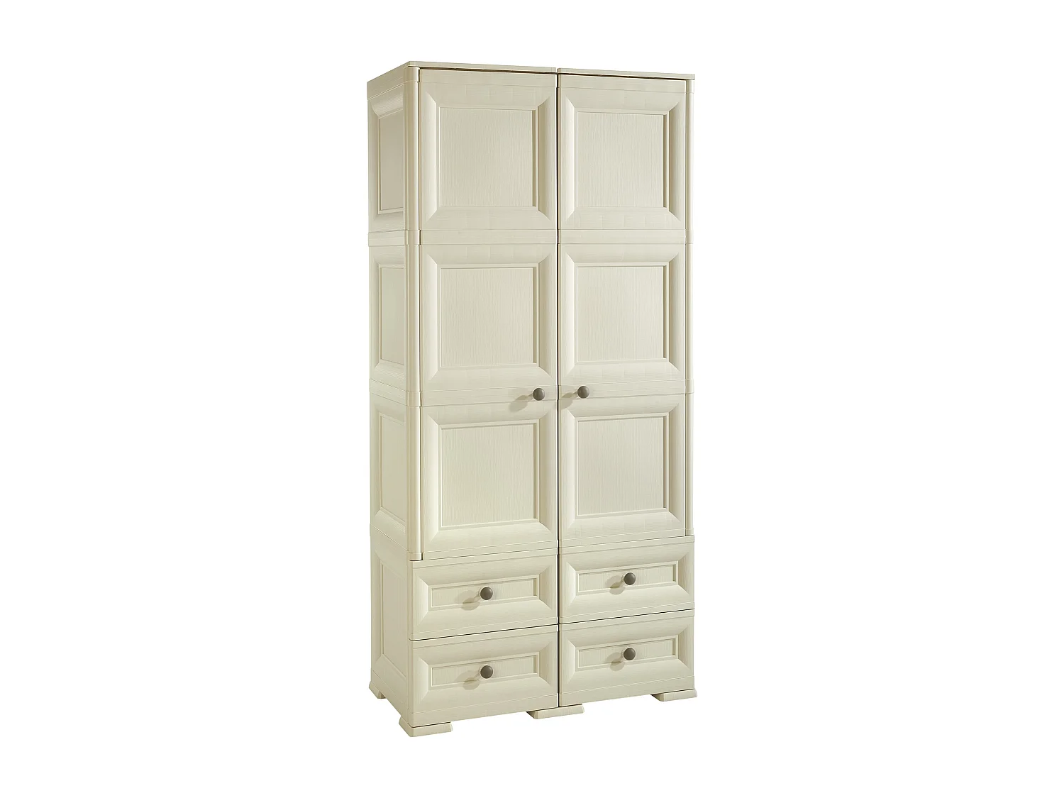 Armoire haute avec 4 tiroirs et 6 étagères finition bois gris 279x43x164