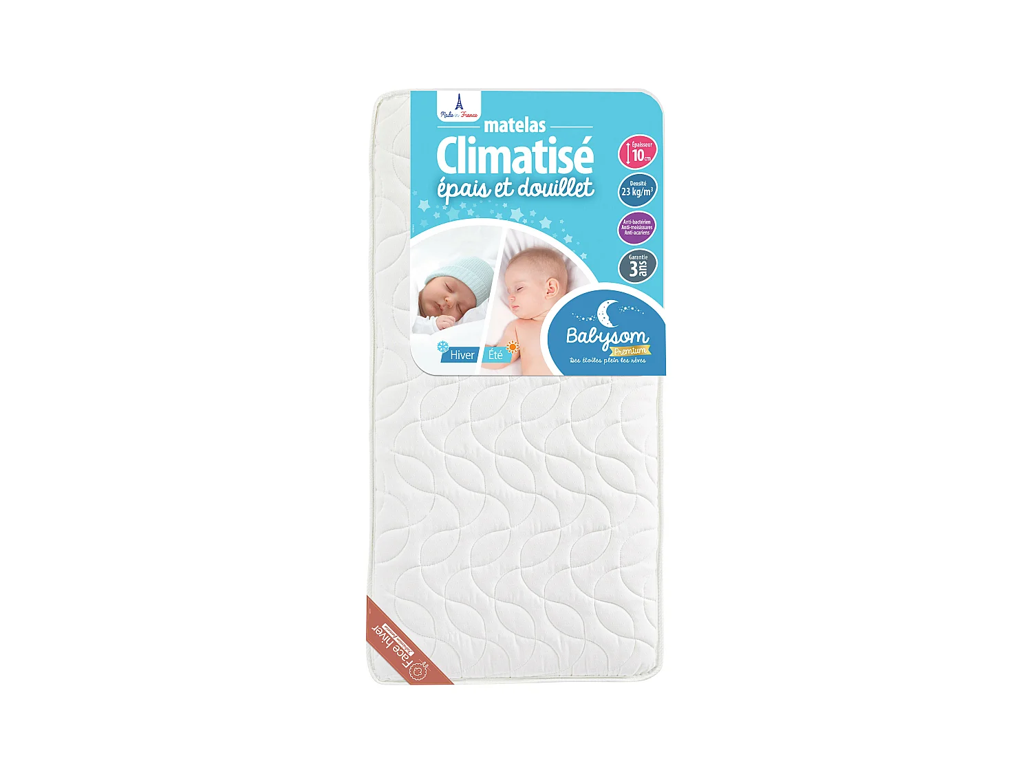 Matelas Enfant/Bébé Climatisé - 70x140x10 cm | Réversible | Anti-acarien