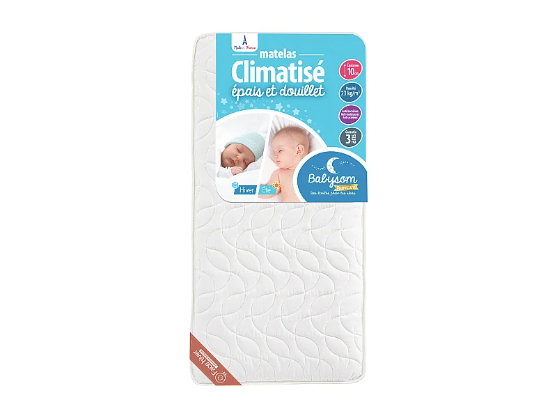 Matelas Enfant/Bébé Climatisé - 70x140x10 cm | Réversible | Anti-acarien