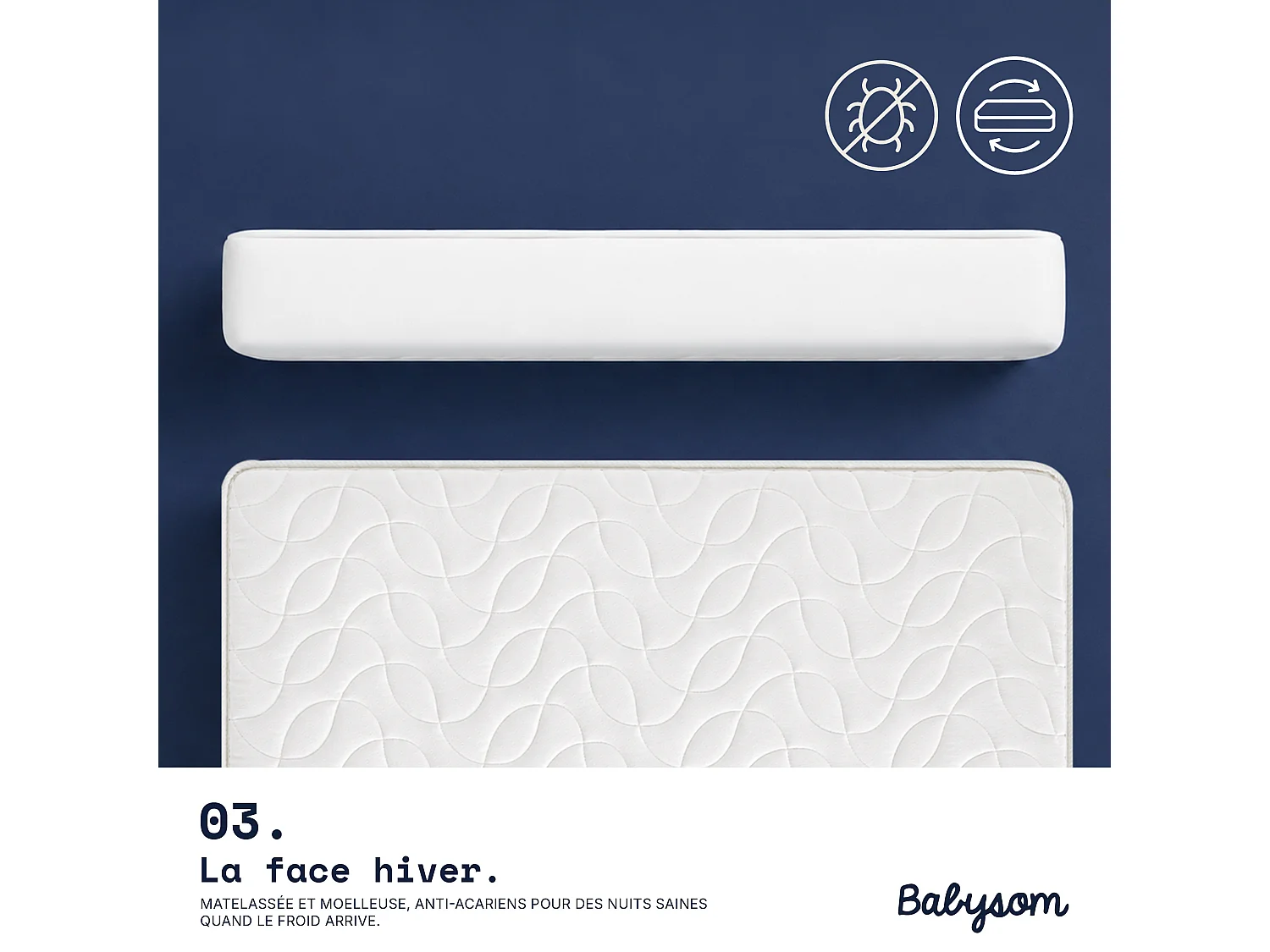 Matelas Climatisé Réversible pour Bébé/Jeune Enfant - 70x140x14 cm | Anti-Acarien | Fabriqué en France