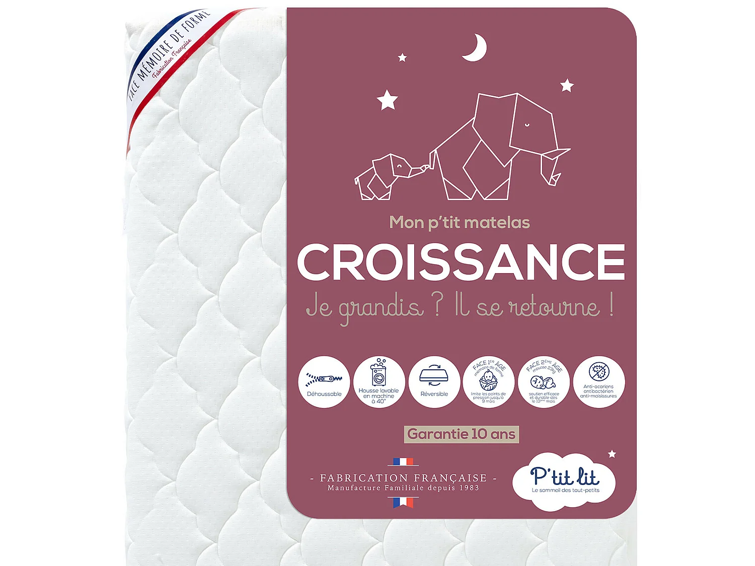 Matelas Bébé Croissance | 60x120 cm | Déhoussable