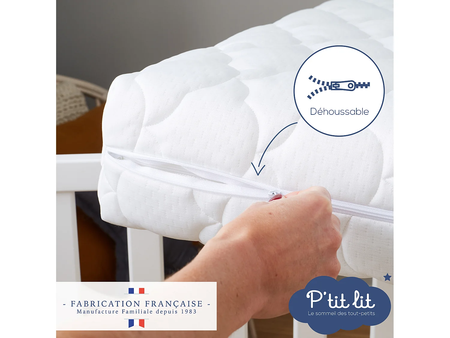 Matelas Bébé Croissance | 60x120 cm | Déhoussable
