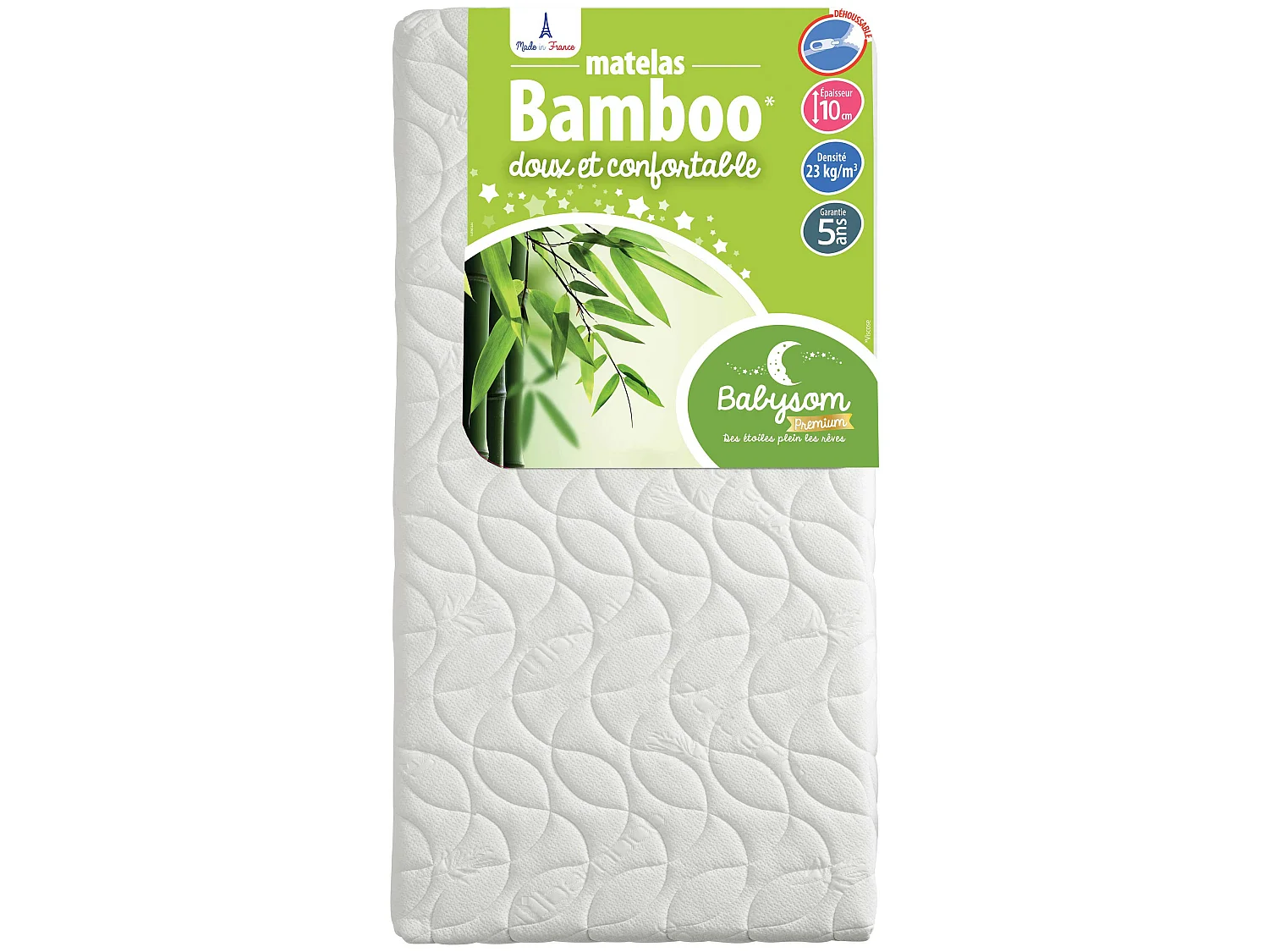Matelas Bébé Bamboo - 60x120x10 cm | Ultra Doux | Sans Traitement Chimique | Déhoussable