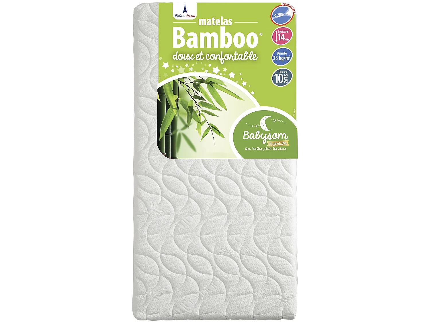 Matelas Enfant/Bébé Bamboo - 70x140x14 cm | Ultra Doux | Sans Traitement Chimique | Déhoussable