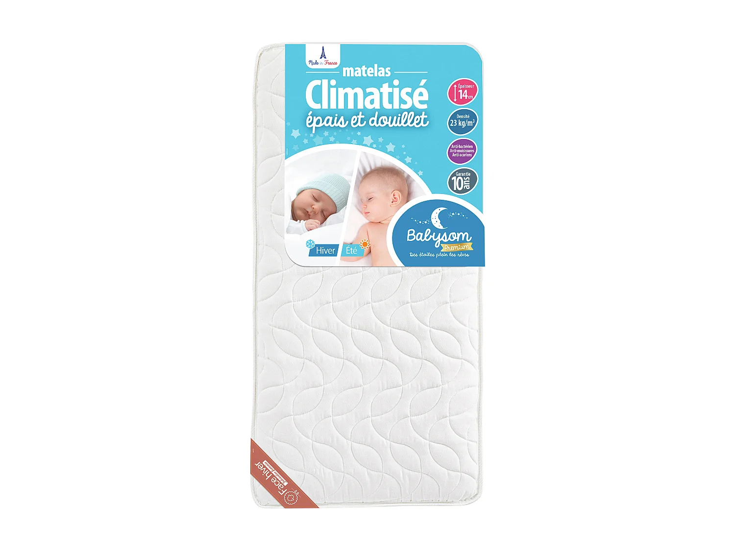 Matelas Enfant/Bébé Climatisé - 60x120x14 cm | Réversible | Anti-acarien